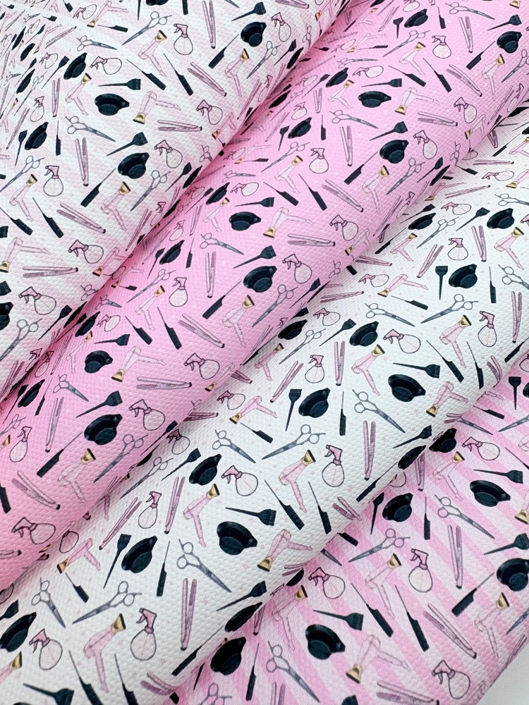 1759  - Hairdressers bits and bobs printed canvas fabric sheet