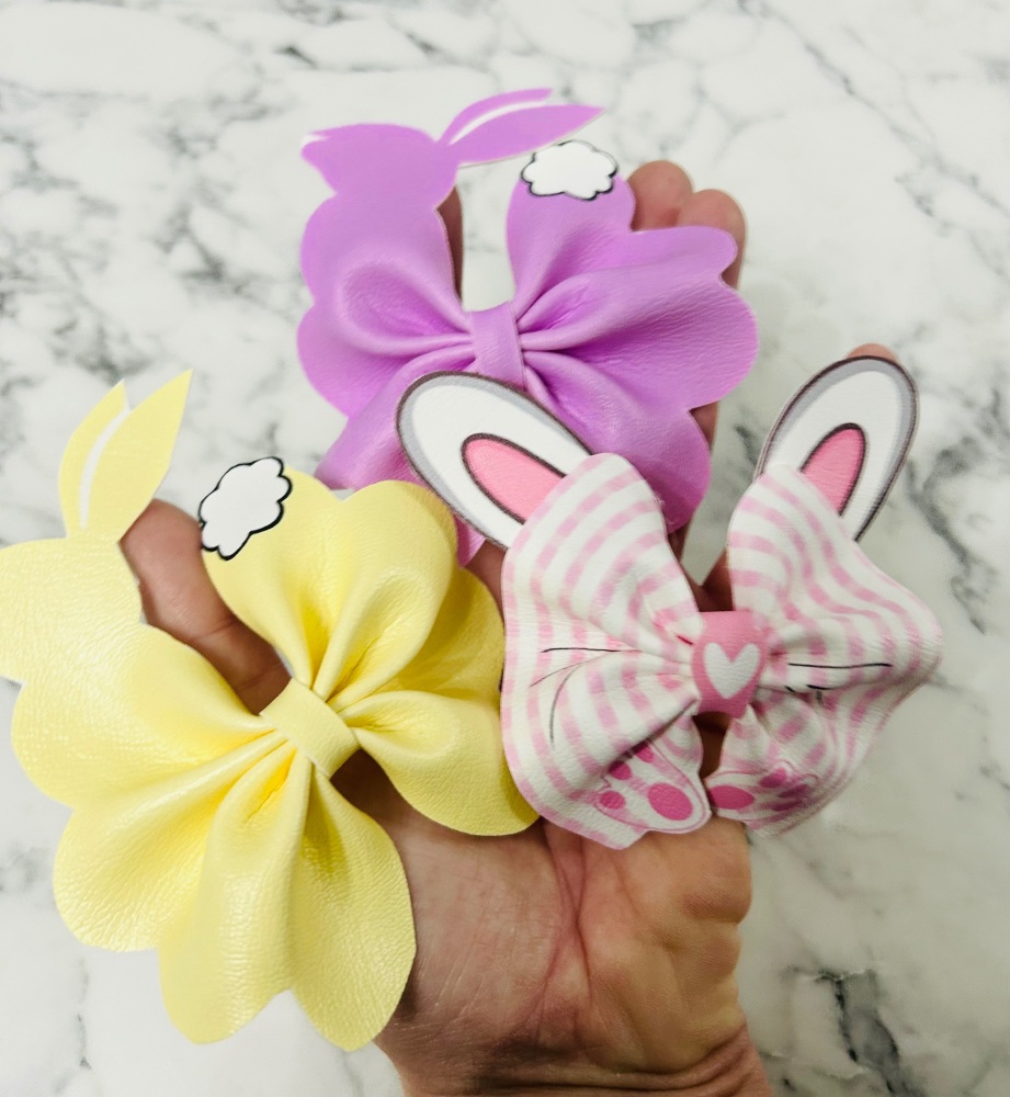 Yellow & Lilac Silhouette easter Pinch Bow Cut n Pinch printed leather sheet