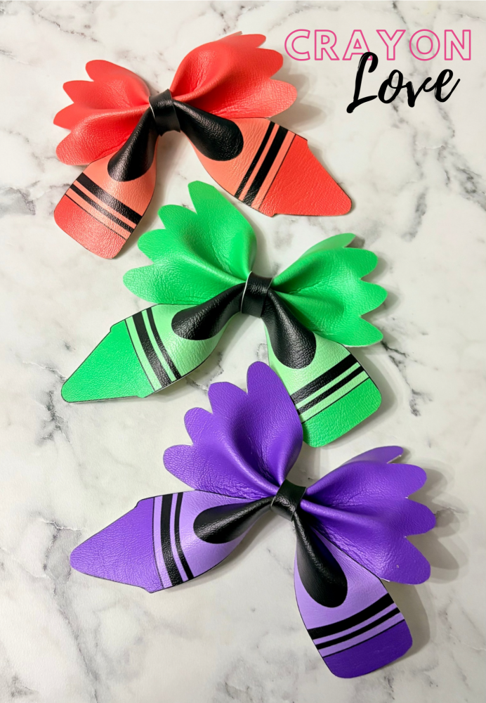 CRAYON - PURPLE RED GREEN Bows Pinch Bow Cut n Pinch printed leather sheet