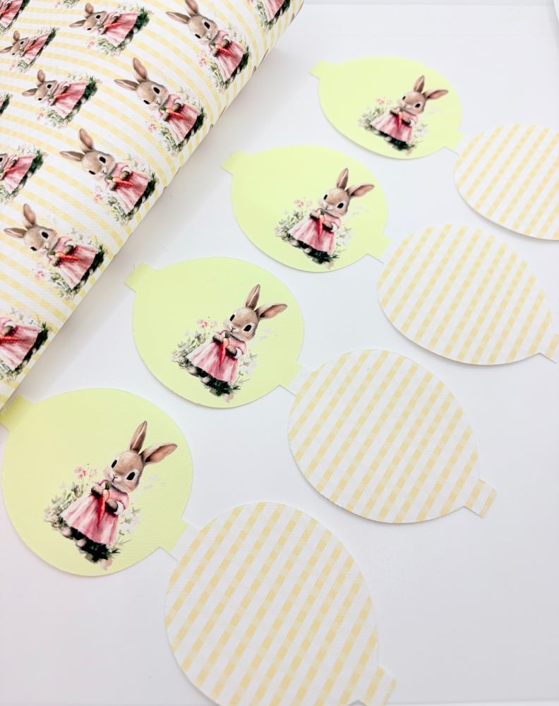 Yellow gingham flopsy easter bunny pre cut bow loop