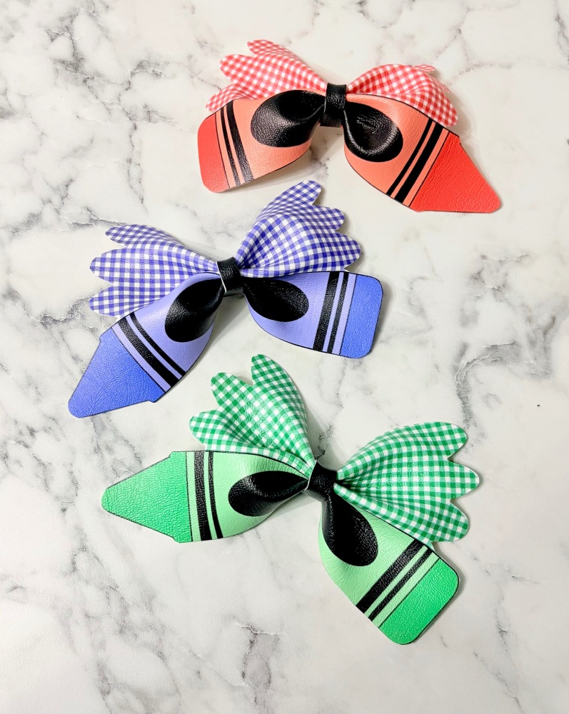GINGHAM CRAYON - ROYAL RED GREEN Bows Pinch Bow Cut n Pinch printed leather sheet