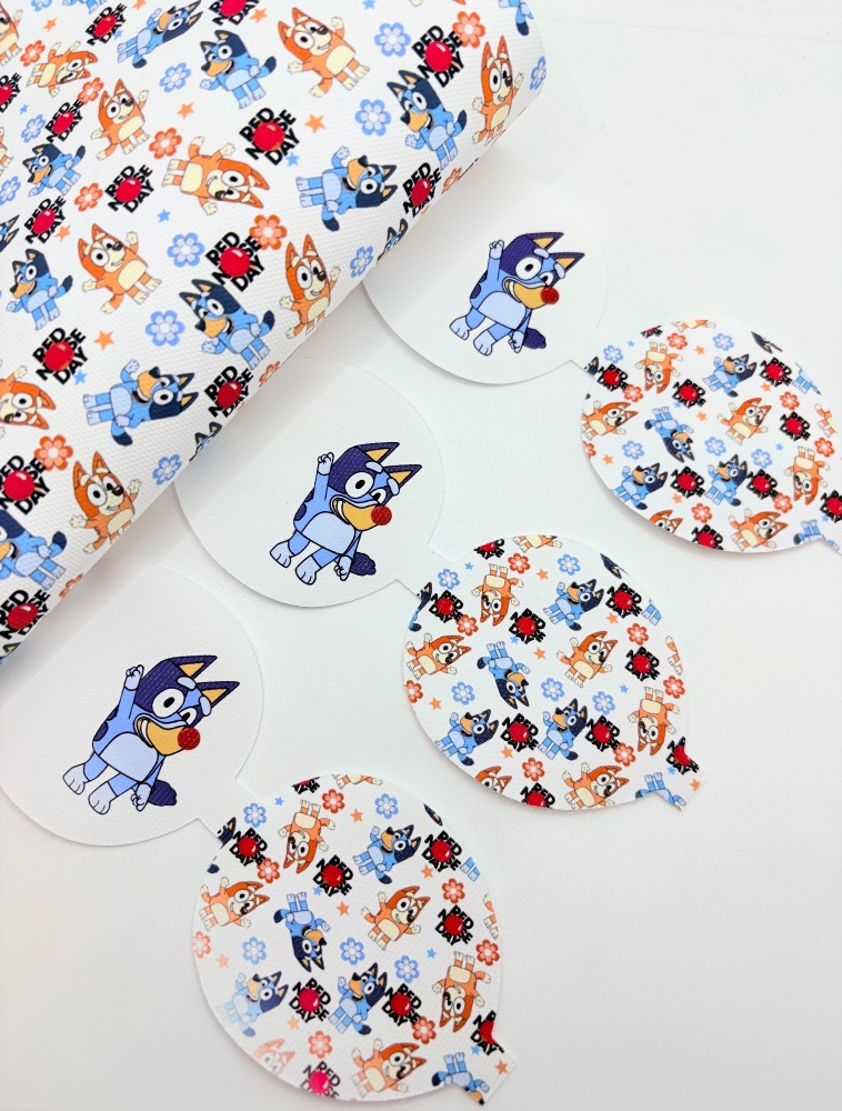 Bluey red nose day pre cut bow loop