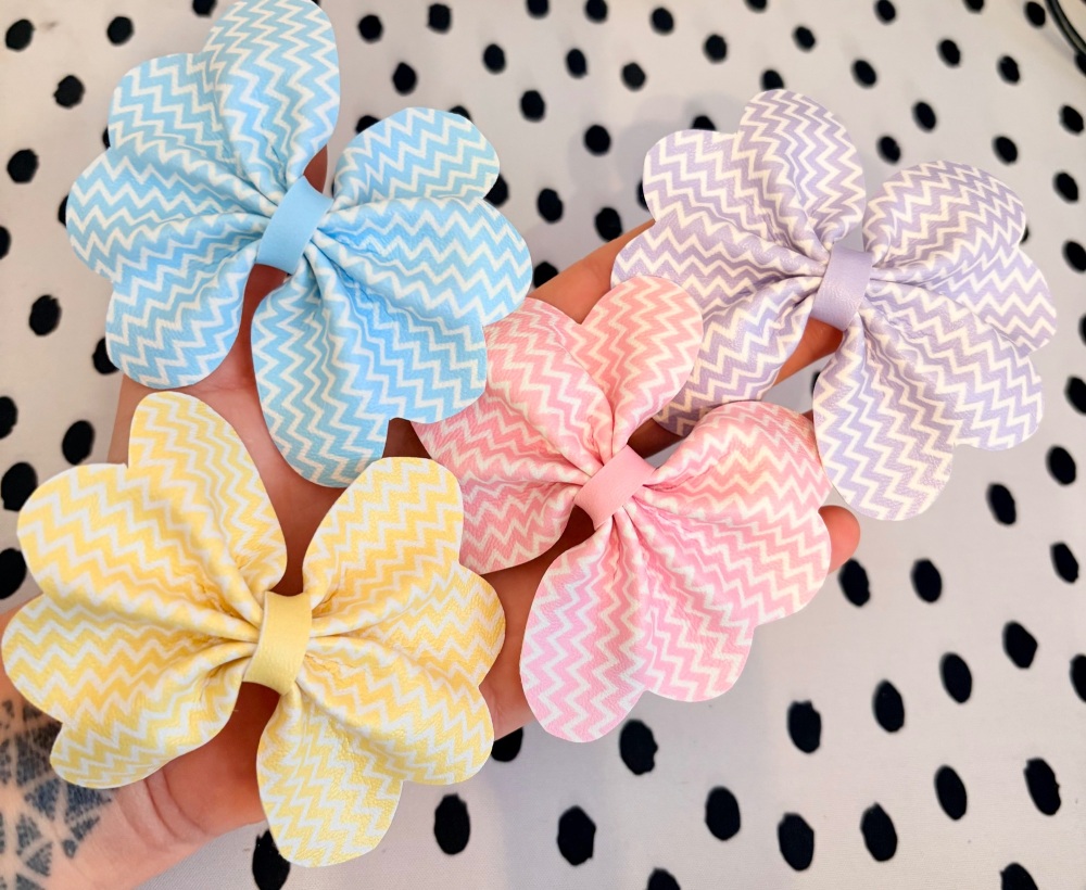 CHEVRON - Spring pastel colours Pinch Bow Cut n Pinch printed leather sheet