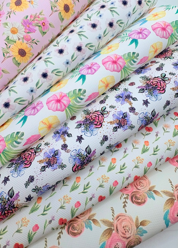 LIMITED EDITION - FLORAL 6 SHEET SET PRINTED CANVAS FABRIC