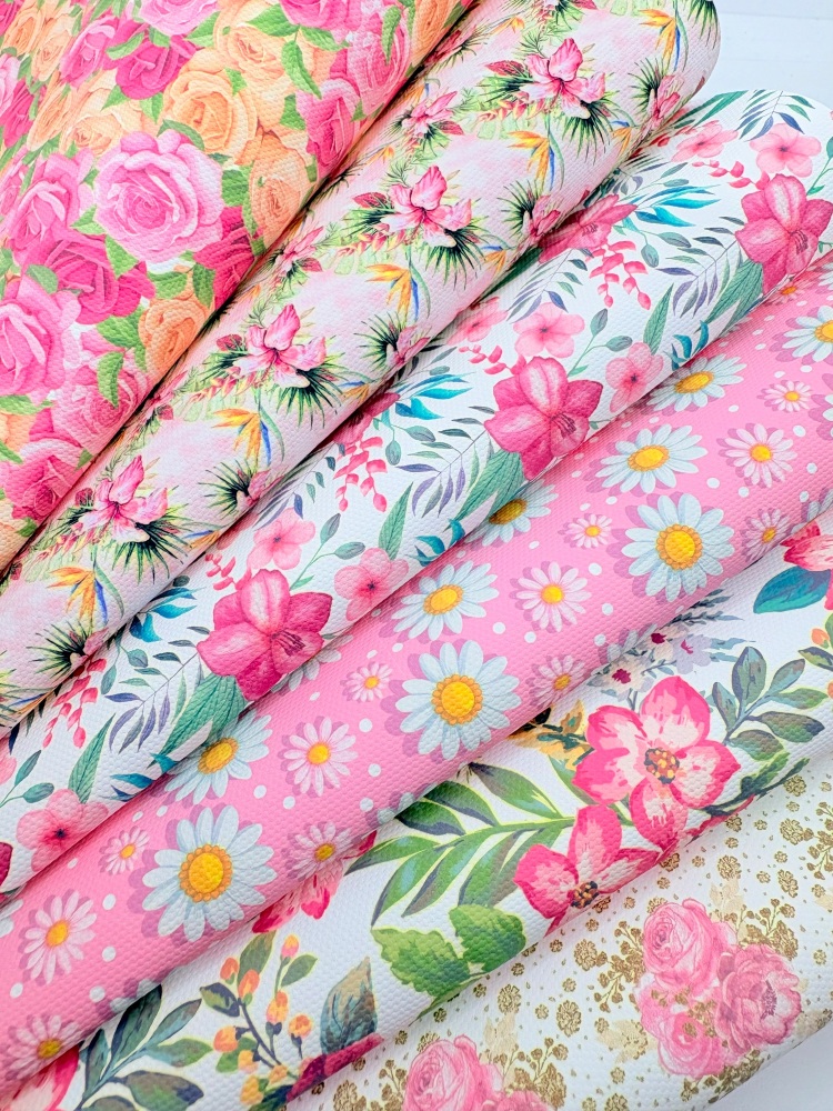 LIMITED EDITION - FLORAL 6 SHEET SET PRINTED CANVAS FABRIC