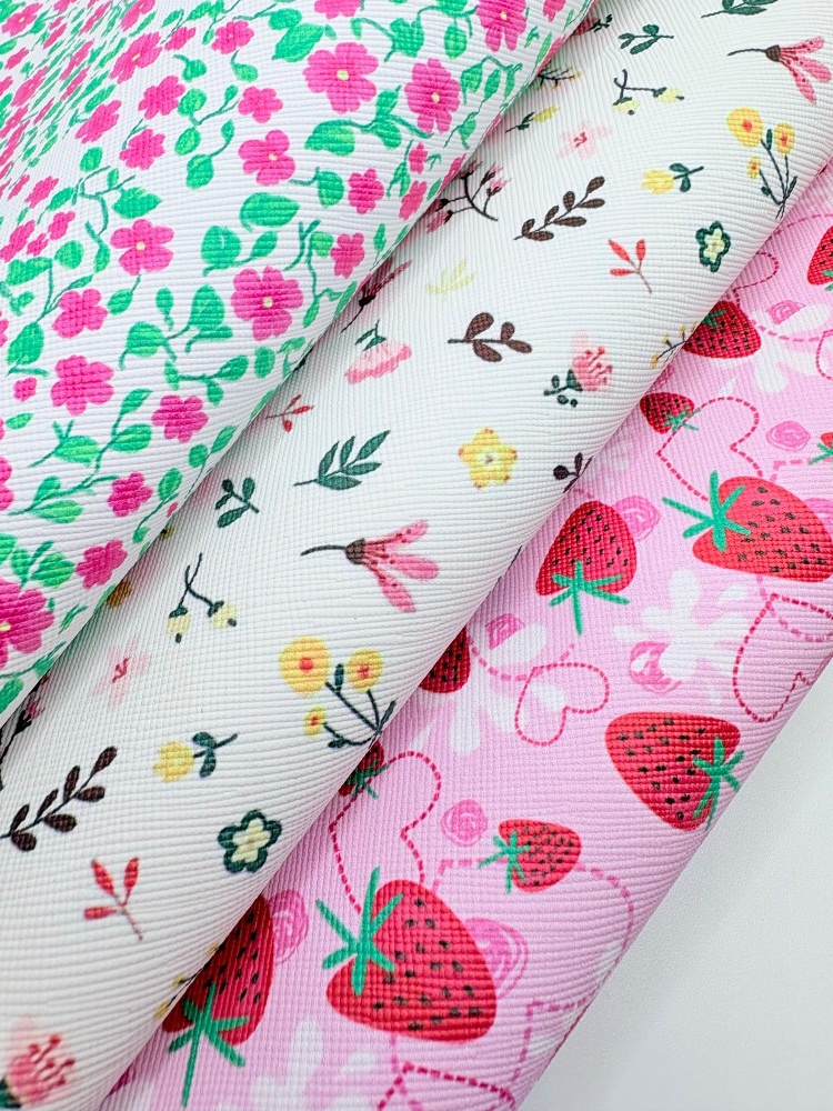 Floral strawberries fiver friday leatherette bundle