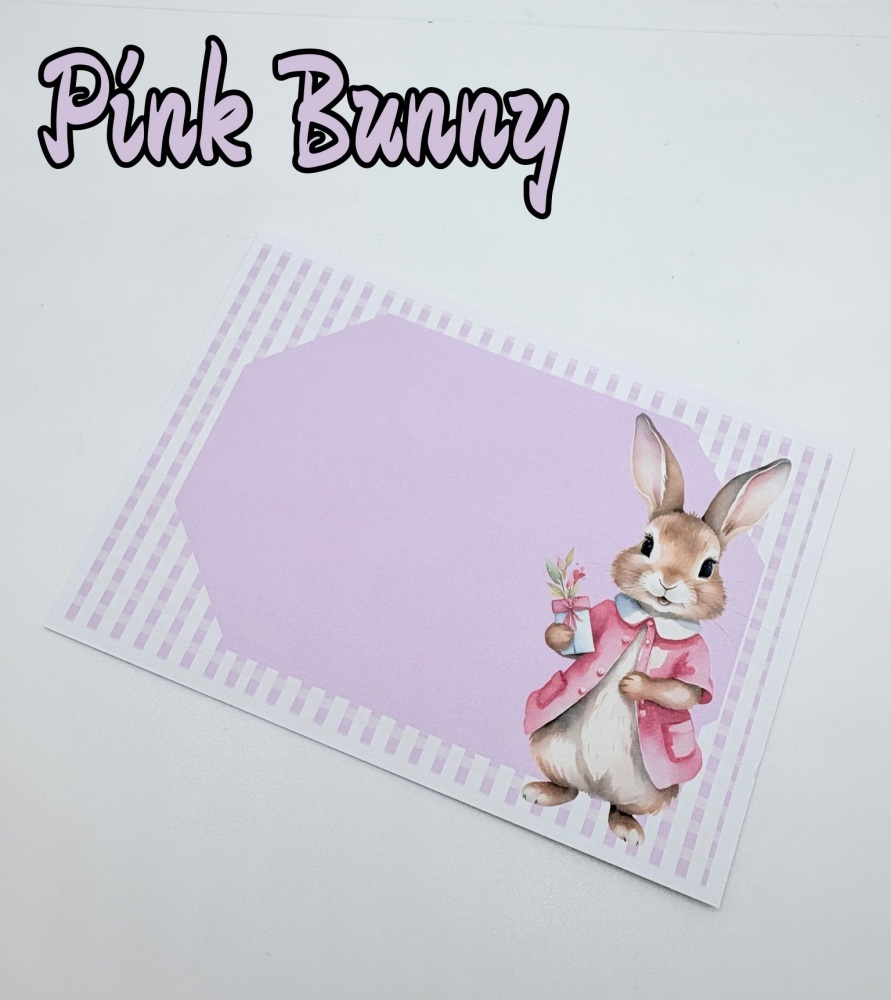 Easter pink easter flopsy rabbit gingham printed bow cards