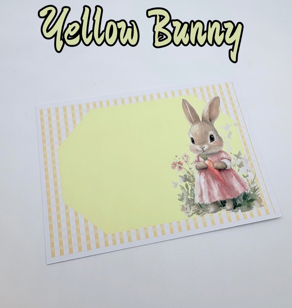 Easter yellow easter flopsy rabbit gingham printed bow cards