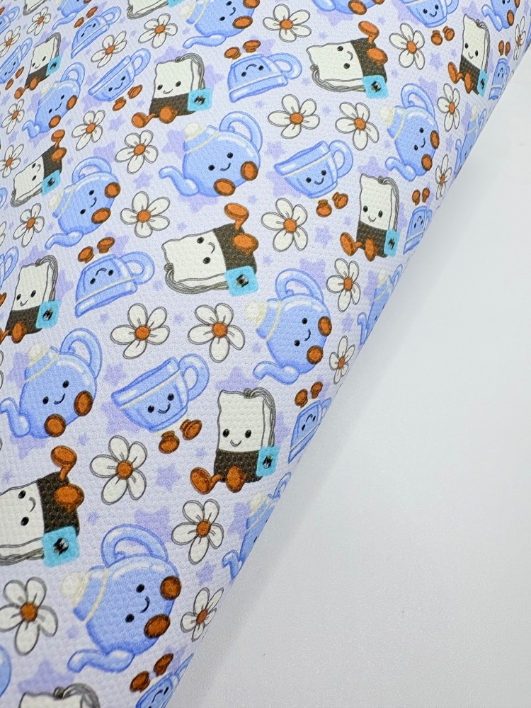 JC Tea bag and teapot printed canvas sheet