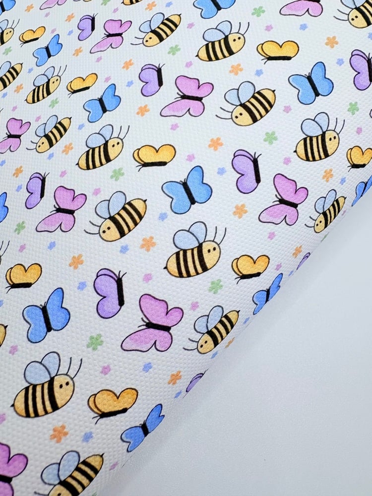 Spring pastel butterfly bumble bee printed canvas sheet