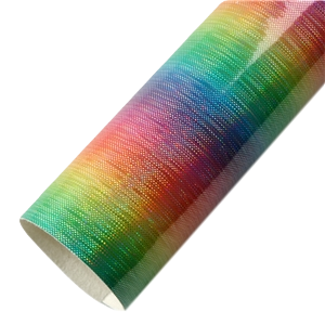 Brighter Pastel rainbow lined printed leatherette fabric