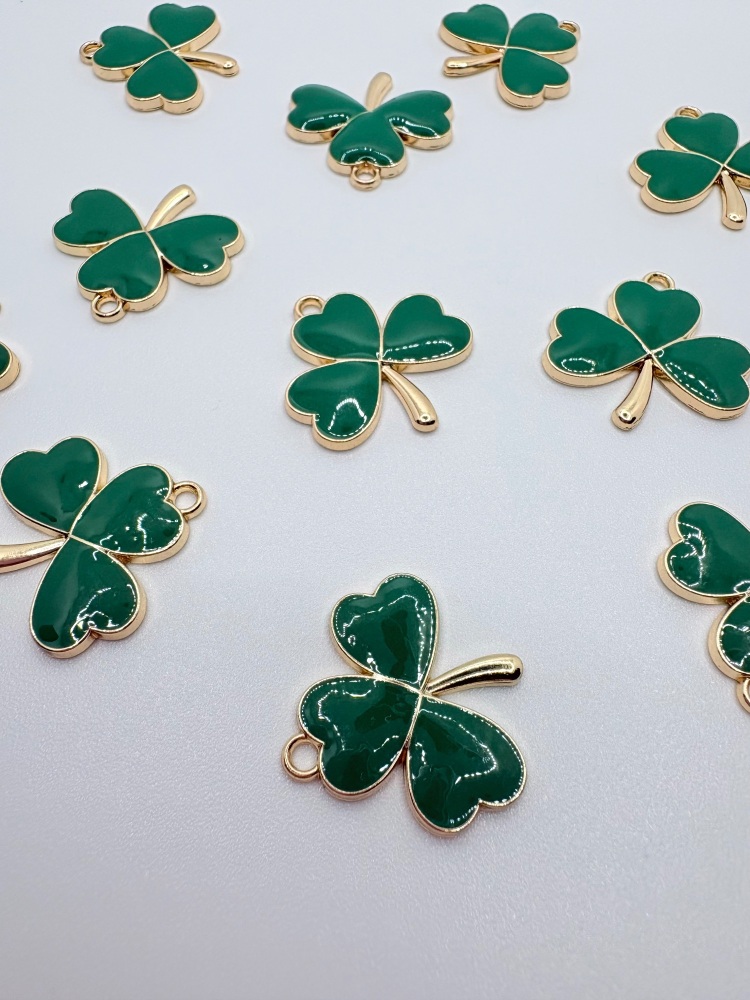 St patricks day clover golden charm embellishments