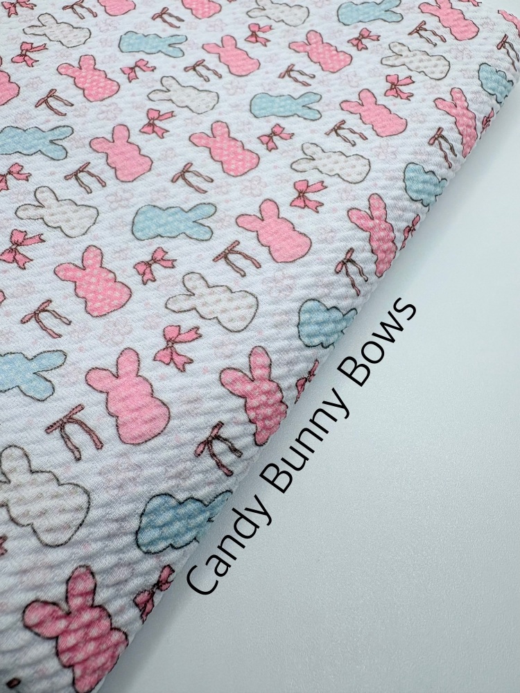 Candy Bunny Bows Easter Printed Bullet Fabric