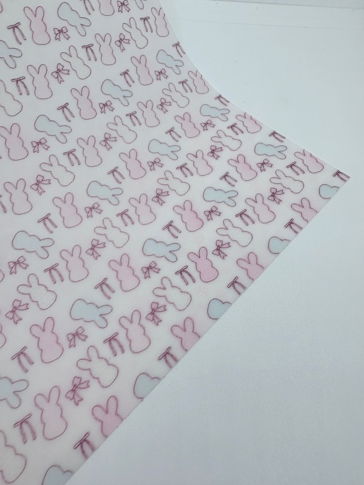 Frosted Pastel candy bunnies printed jelly fabric