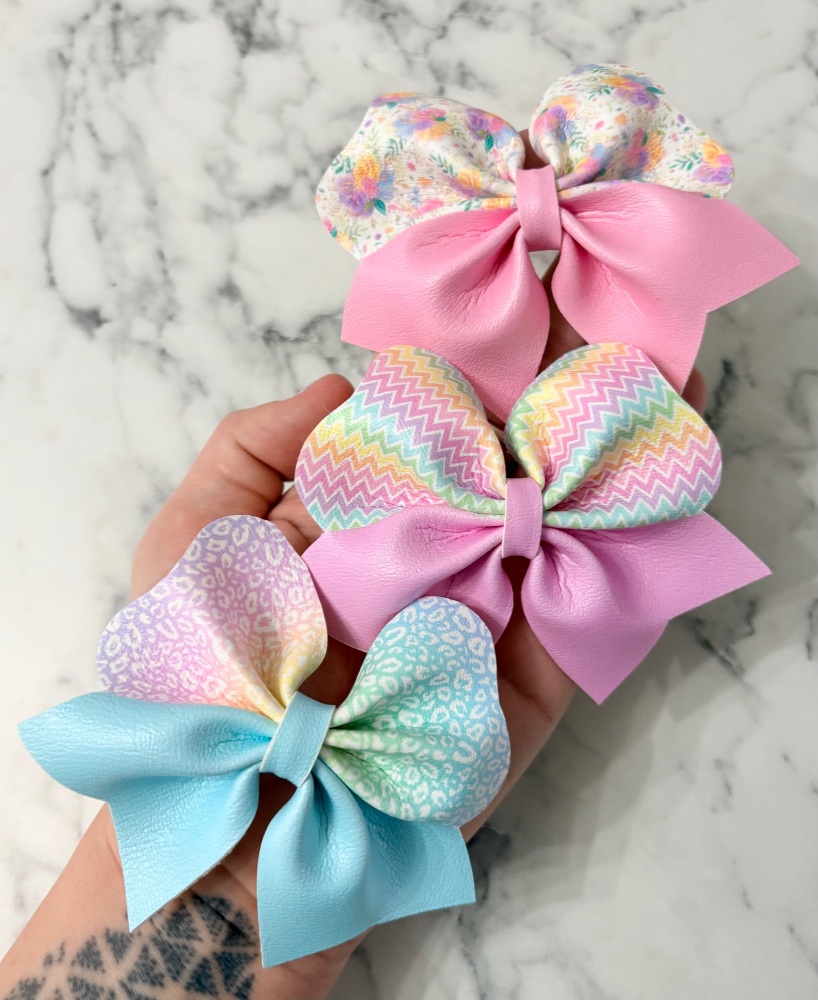 Pastel Rainbows Pinch Bow Cut n Pinch printed leather sheet