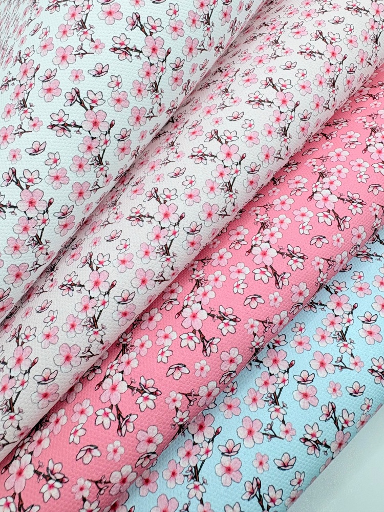 1747  -  Floral blossoms printed canvas fabric sheet