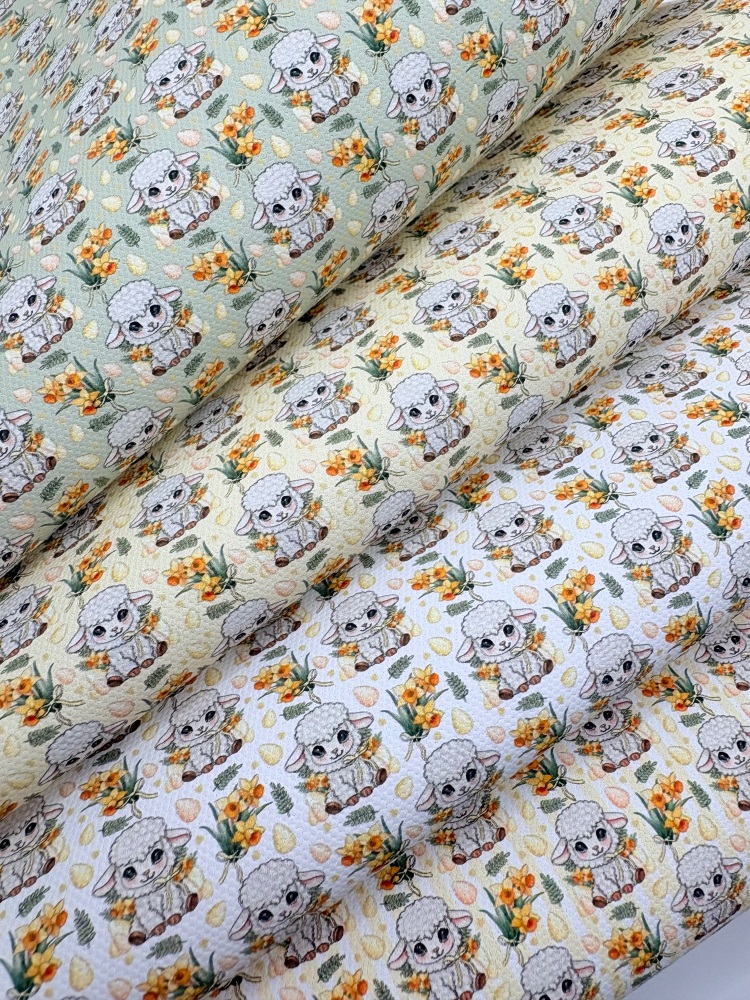 1747  -  Lemon drops easter spring lamb printed canvas fabric sheet