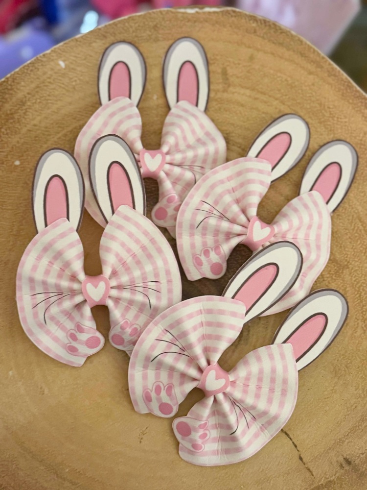 Pretty pink bunnies easter Pinch Bow Cut n Pinch printed leather sheet