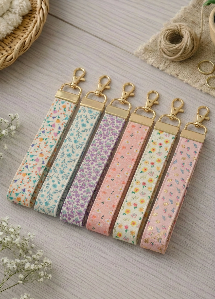 FLORAL - Cut your own Wristlet leatherette strips