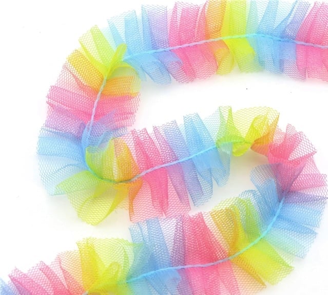 Rainbow tulle net trim trimming