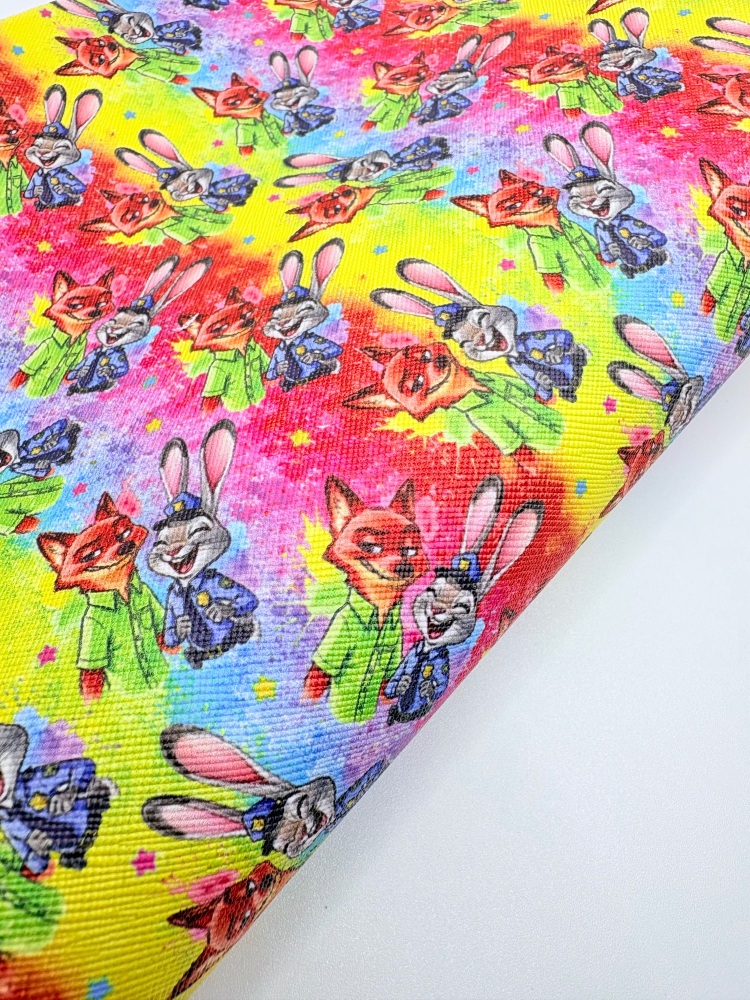 Bright rainbow zootopia printed leatherette