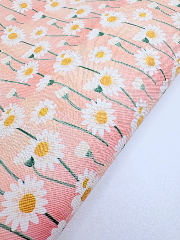 Watercolour daisy spring  printed leatherette