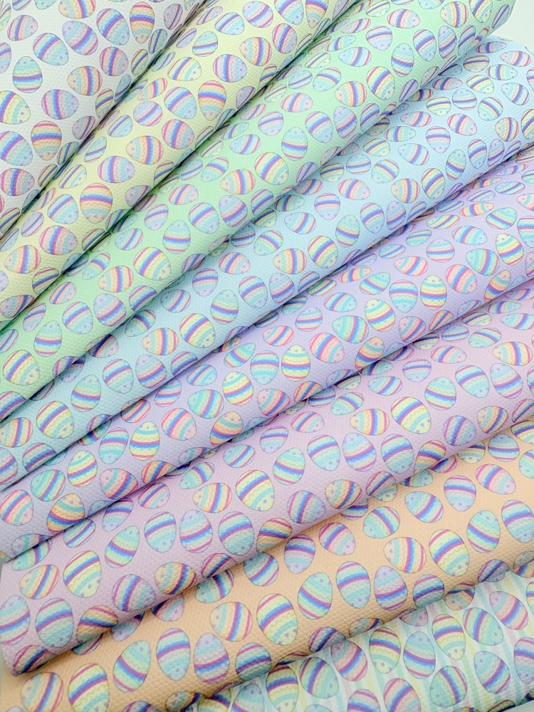 1800 - Stripe Easter eggs printed canvas fabric sheet