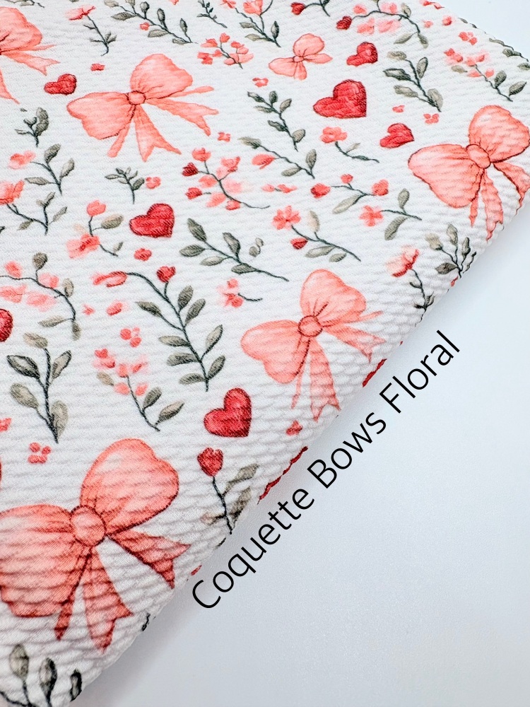 Coquette Bow floralHearts Patterned Bullet Fabric