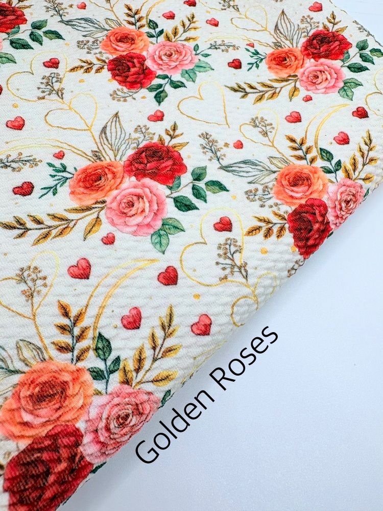 Golden Roses Patterned Bullet Fabric