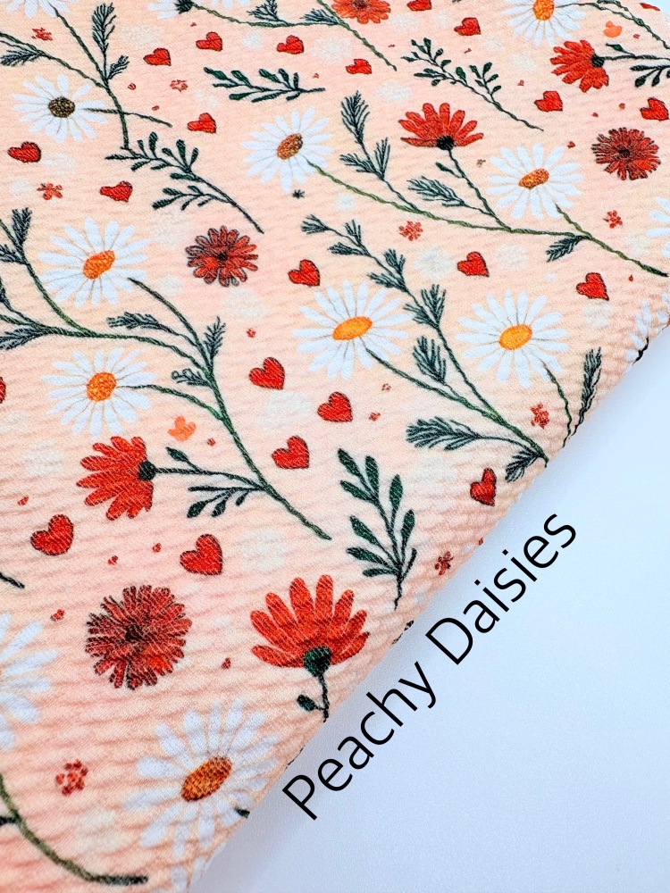 Peachy Daisies Patterned Bullet Fabric
