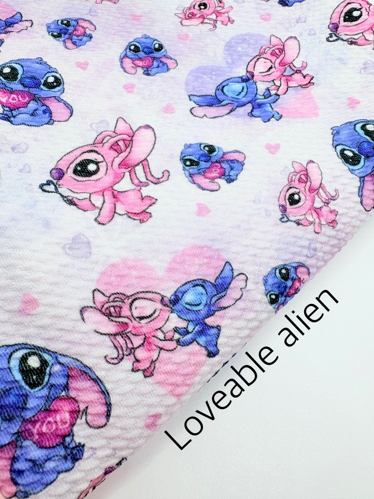 Loveable alien Patterned Bullet Fabric