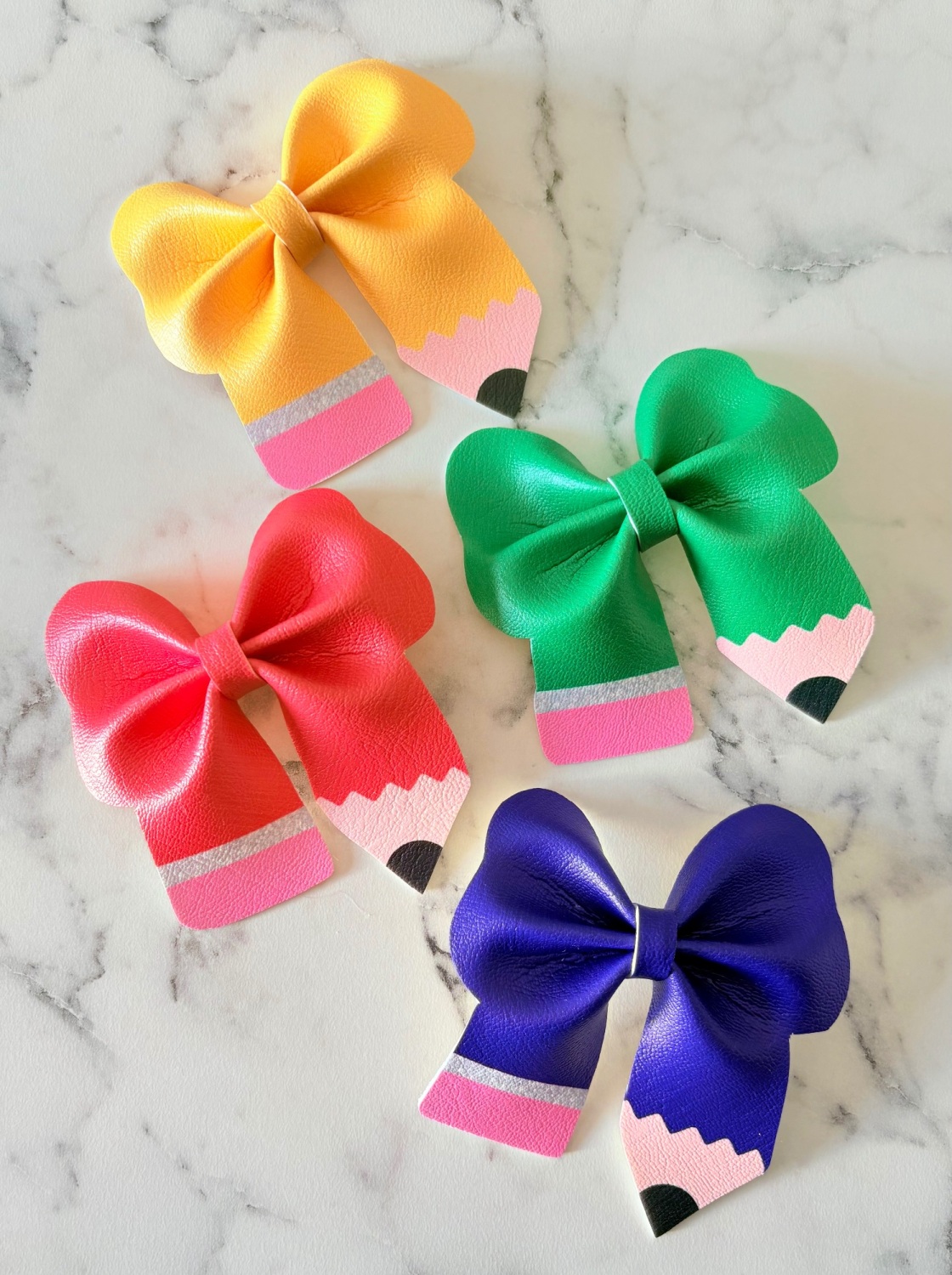 School long tail Pinch Bow Cut n Pinch printed leather sheet