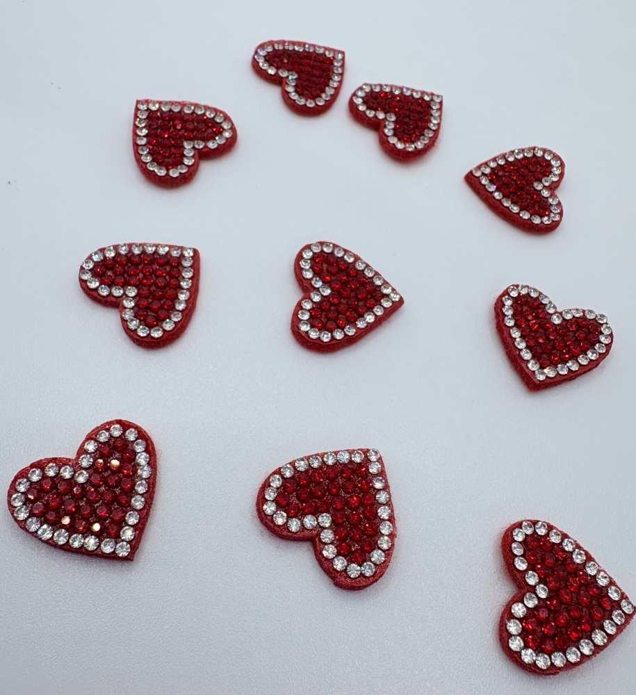 Red Crystal heart felt backed embellishment resin flatback embellishment