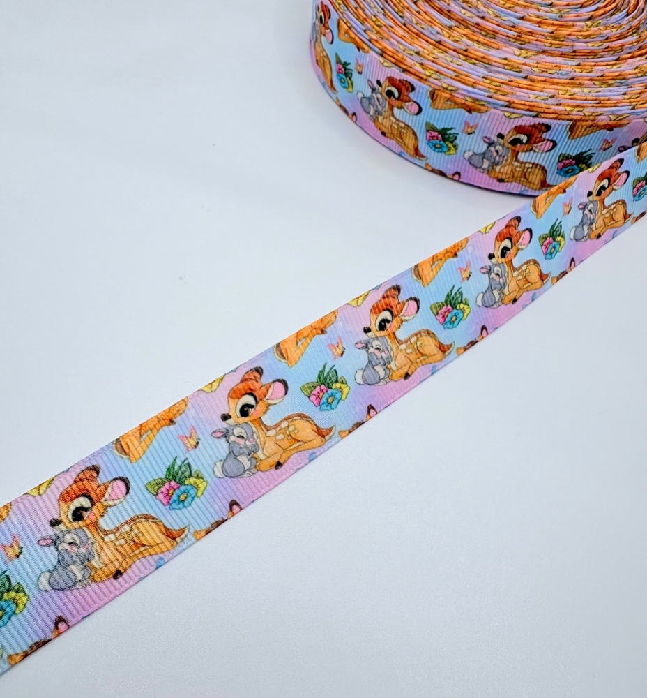 25mm Pretty Watercolour Bambi ombre grosgrain ribbon
