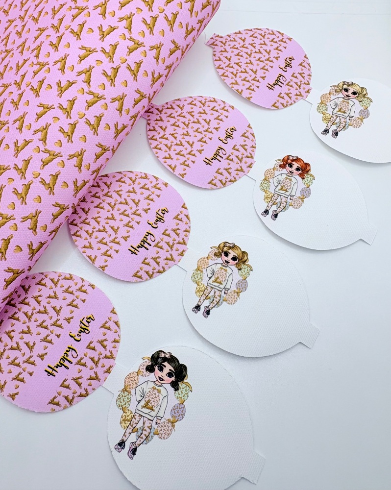 Golden bunny Easter egg girl pre cut bow loop