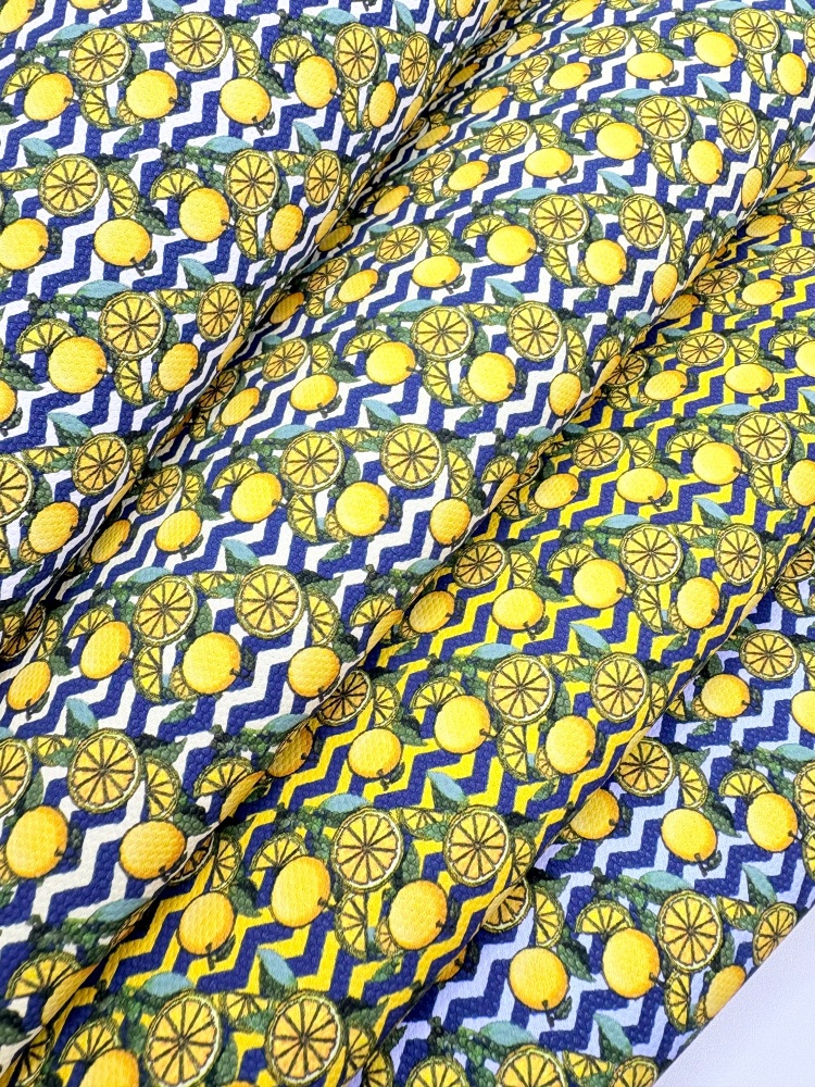 1800 - Chevron lemons printed canvas fabric sheet