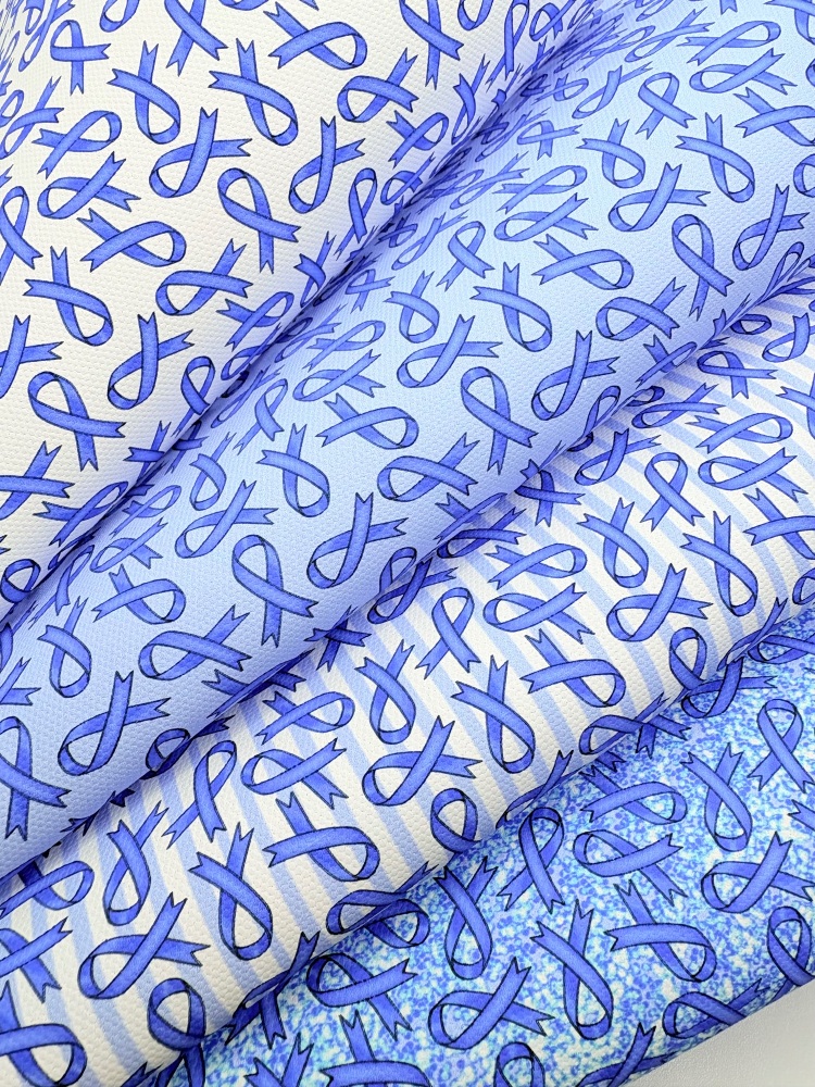1800 - Blue Awareness ribbon printed canvas fabric sheet