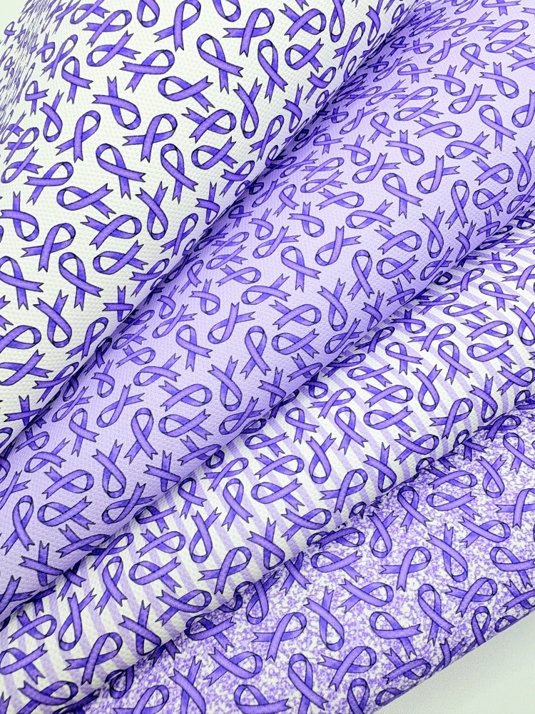 1800 - Purple Awareness ribbon printed canvas fabric sheet