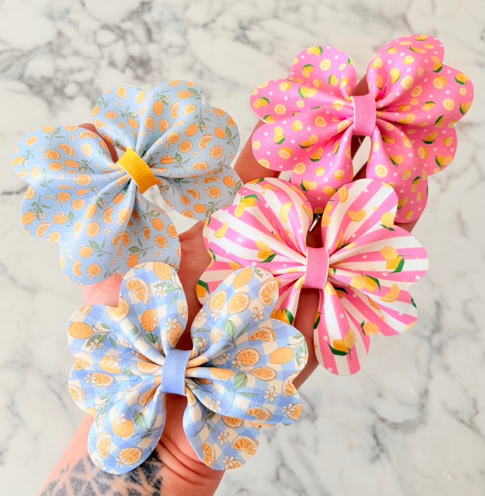 Lemons Scallop Pinch Bow Cut n Pinch printed leather sheet