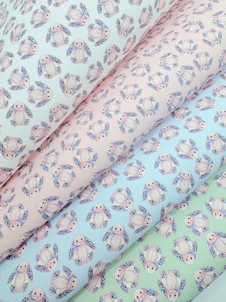 1800 - JC Floral Blossom bunnies printed canvas fabric sheet