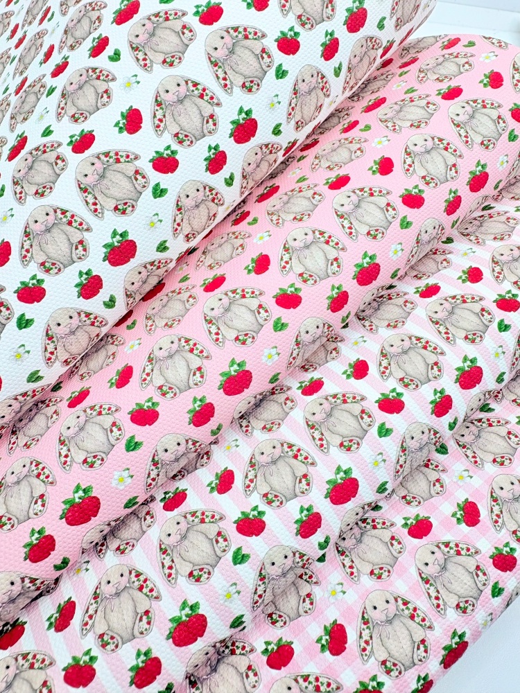 1800 - JC Strawberry Blossom bunnies printed canvas fabric sheet