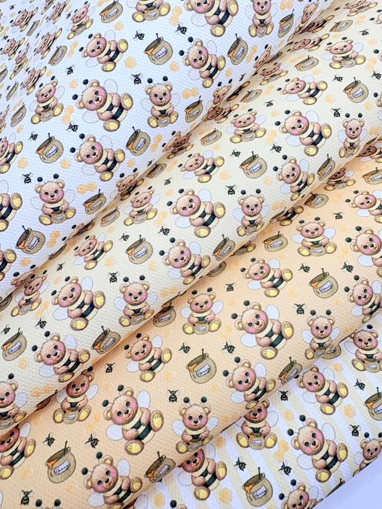 1800 - Bumblebee honey bear printed canvas fabric sheet