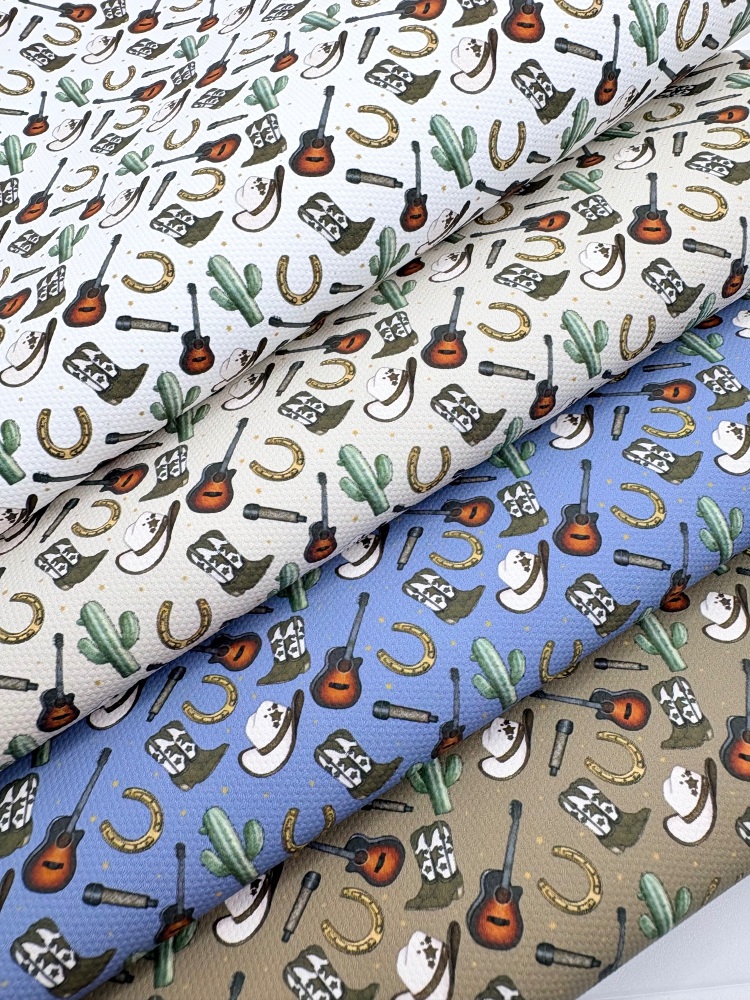 1800 - Country music printed canvas fabric sheet