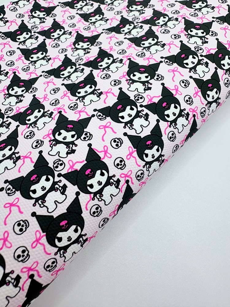 1744  - Pink kuromi print printed canvas fabric sheet
