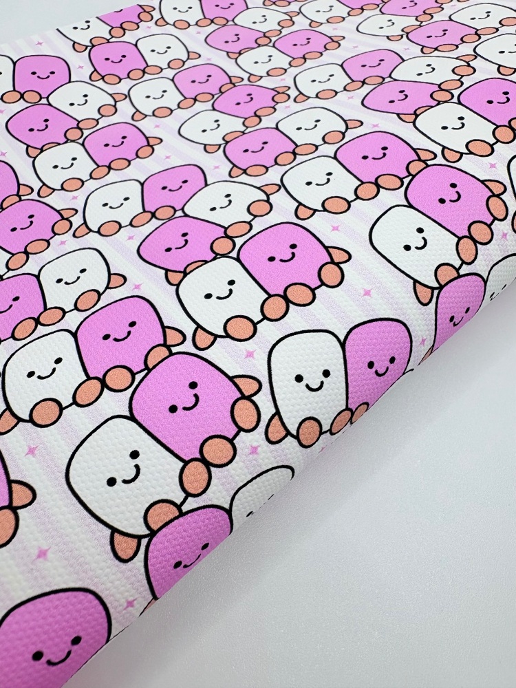 1744  - JC Pink & White Marshmellow printed canvas fabric sheet