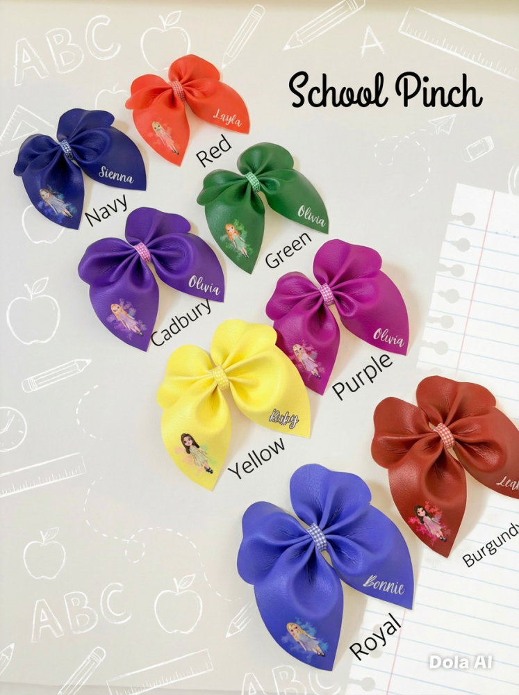 Long tail School girl Pinch Bow Cut n Pinch printed leather sheet