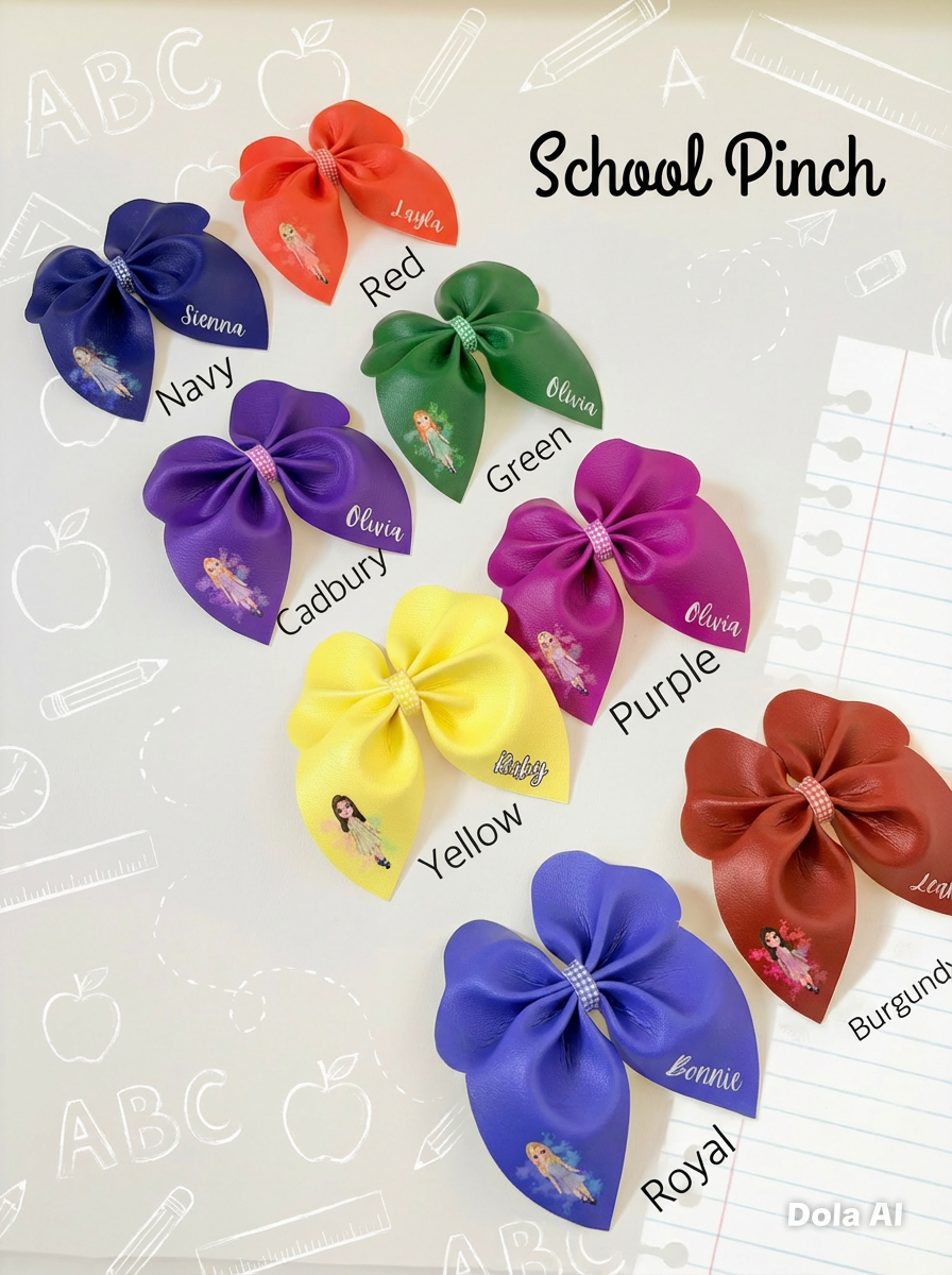 Long tail School girl Pinch Bow Cut n Pinch printed leather sheet