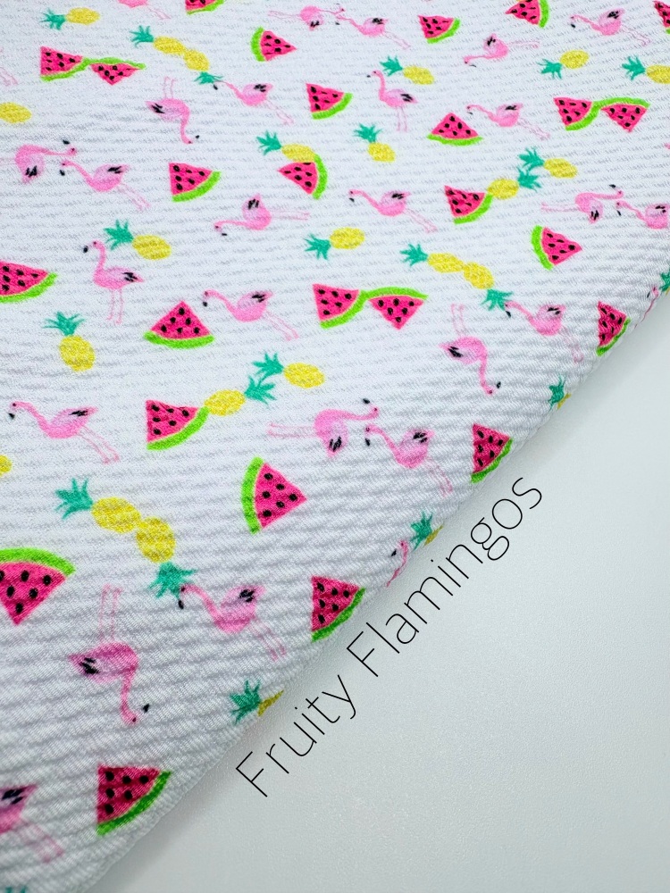 Fruity Flamingos Printed Bullet Fabric