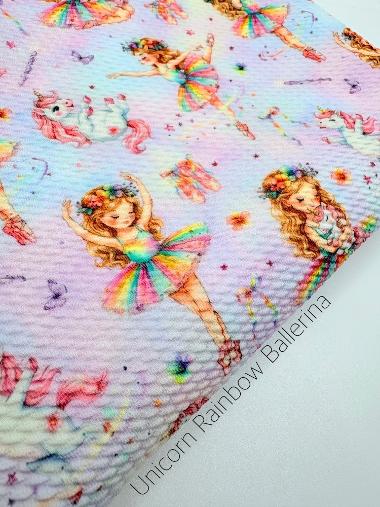 Unicorn Rainbow Ballerina Printed Bullet Fabric