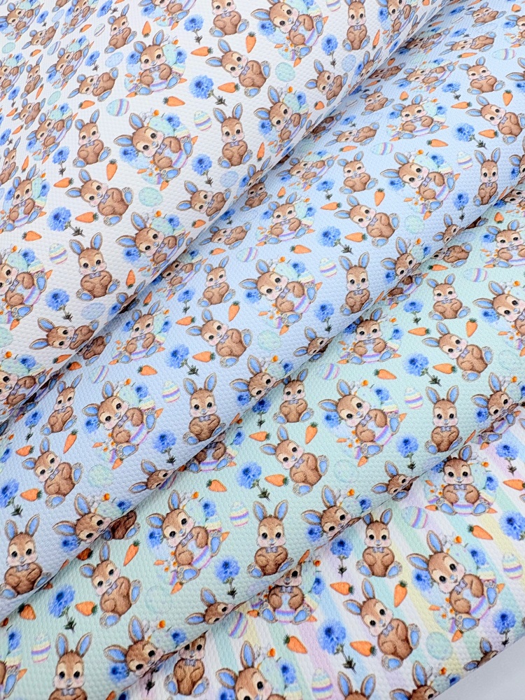 1800 - Baby Blue Bunnies printed fabric sheet